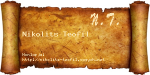 Nikolits Teofil névjegykártya